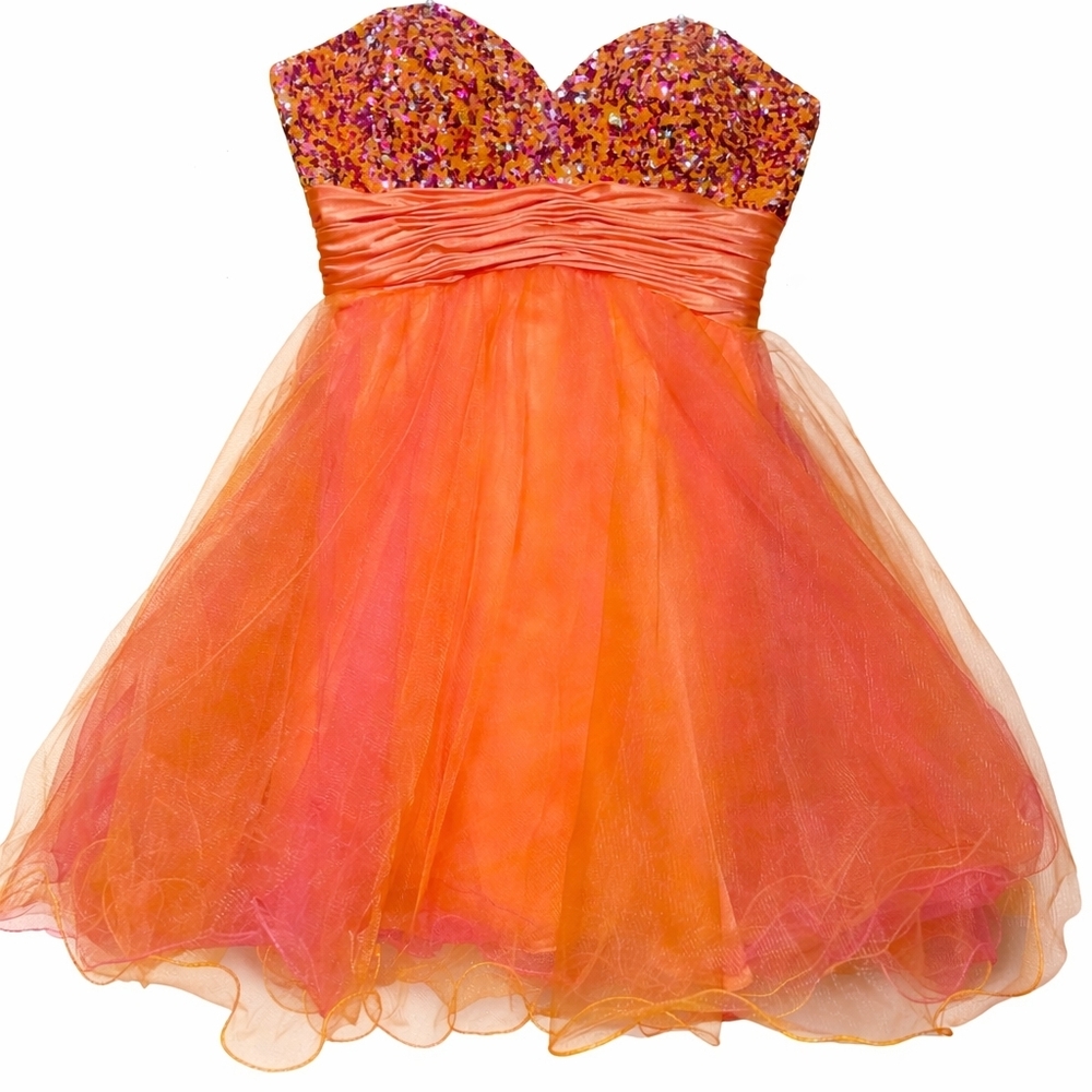 Vibrant Sequin Mini Dress in Orange and Pink